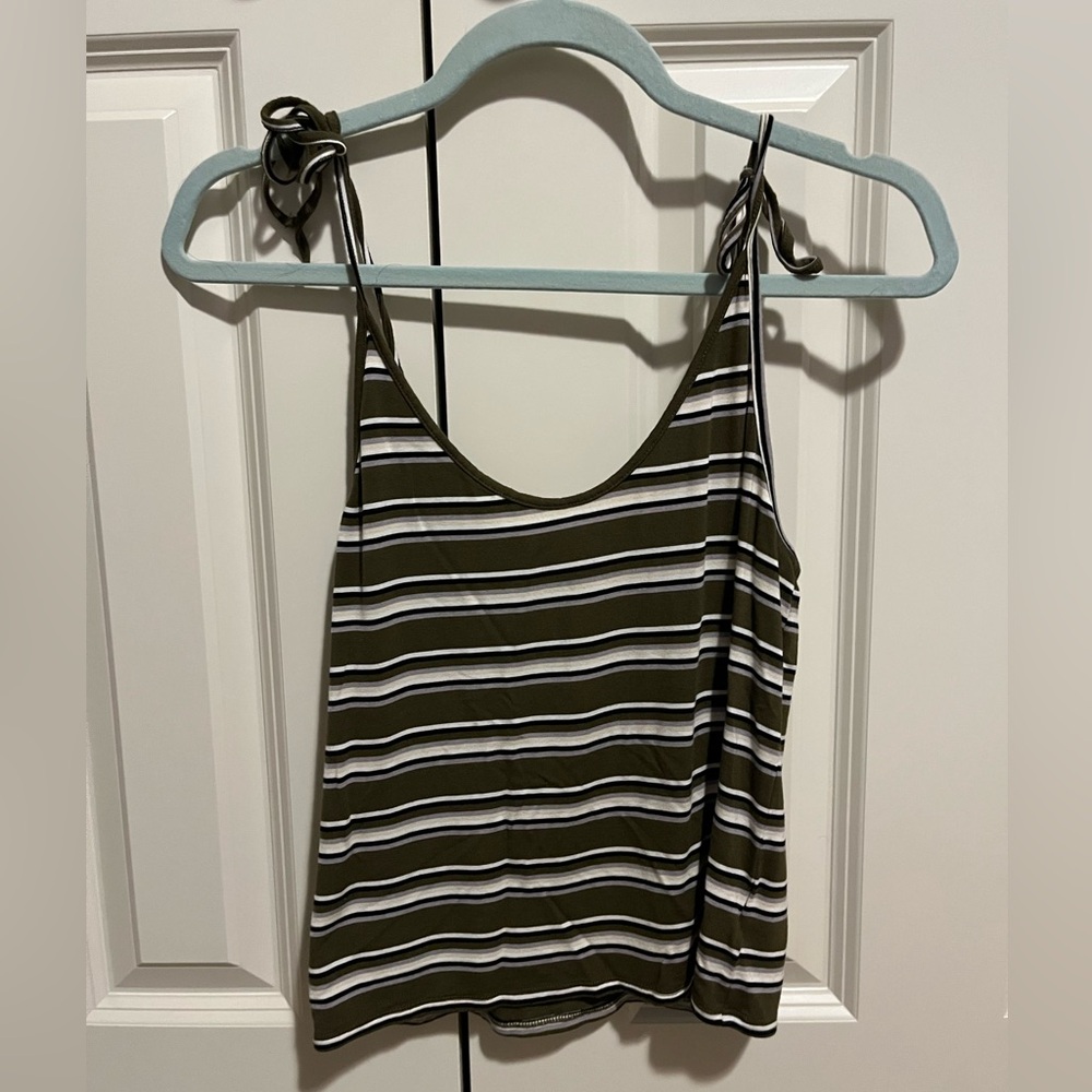 American Eagle Outfitters Olive Striped Camisole